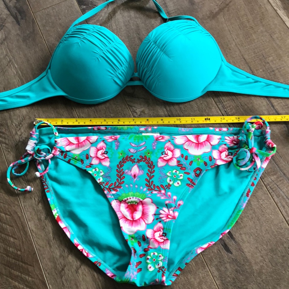 Teal floral bikini xhilaration XL